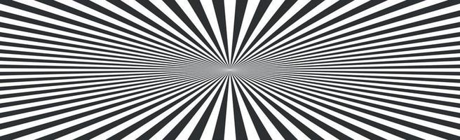 Radial black and white rays, panoramic pattern texture background - Vector