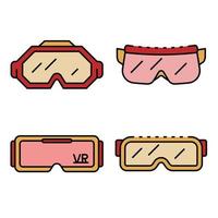 Goggles icon set line color vector