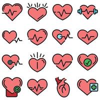 iconos de corazón saludable establecer vector plano