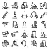 conjunto de iconos de limpiador de vapor, estilo de esquema