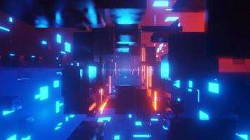 Abstract Futuristic tunnel Laser Cube geometric cyberspace wormhole Cyberpunk Background 3D rendering photo