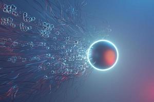 Abstract Futuristic Space glowing circle Energy ball Light ring background 3D rendering photo