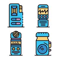 Dictaphone icons set vector flat