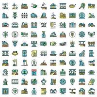 Farming robot icons set vector flat