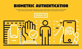 Biometric authentication banner, outline style vector