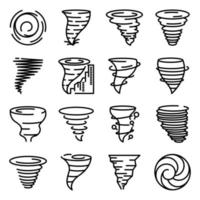 Tornado icons set, outline style vector