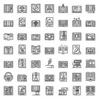 Literary genres icons set, outline style vector