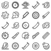 Saw icons set, outline style vector