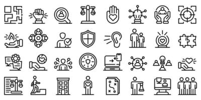 Responsibility icons set, outline style vector