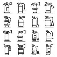 Fire extinguisher icons set, outline style vector