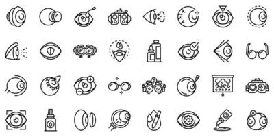 Optician icons set, outline style vector