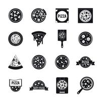 Pizza icons set food, simple style