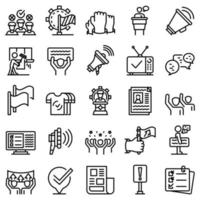 Agitation icons set, outline style vector