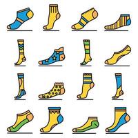 Sock icon set, outline style vector