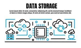 Data storage banner, outline style vector