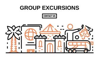 Group excursions banner, outline style vector