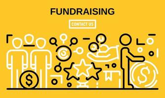 Fundraising banner, outline style vector