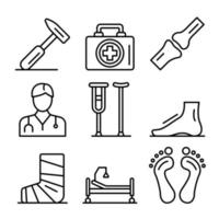 Podiatrist icons set, outline style vector