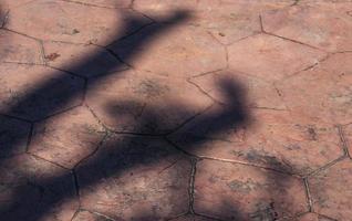 Top view of green tropical leaf shadow on red background.copy space for background photo