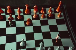 Miniature people. Chess games. Concept of business strategy. photo