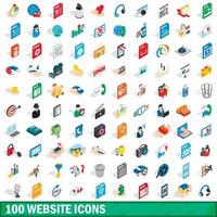 100 website icons set, isometric 3d style vector