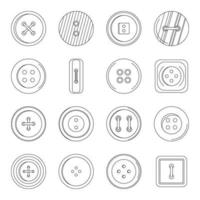 Clothes button icons set, outline style vector