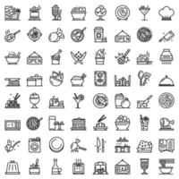 Restaurant icons set, outline style vector