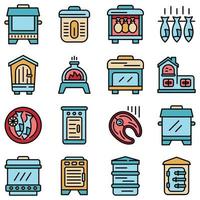 Smokehouse icons set vector flat