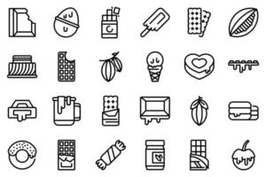 Chocolate icons set, outline style vector