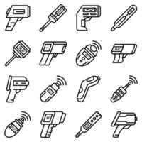 Digital thermometer icons set, outline style vector