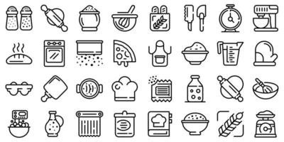 Dough icons set, outline style vector