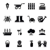 Gardener icons set, simple style vector