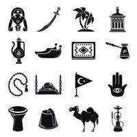 Turkey travel icons set, simple style vector