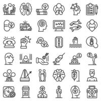 Supporting mental health icons set, outline style vector