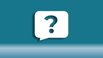 Question Mark speech bubble isolated on blue gradient background. 3D Rendering photo