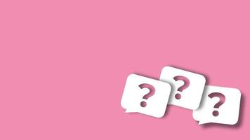 Question mark sign on pink background. concept for question or solution, faq. 3D Rendering photo