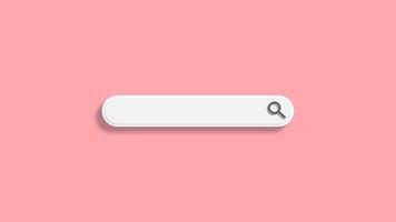 white minimal blank search icon bar on pink background. web search concept. 3d rendering photo