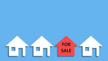 for sale sign house icon isolated on blue background. 3D Rendering photo