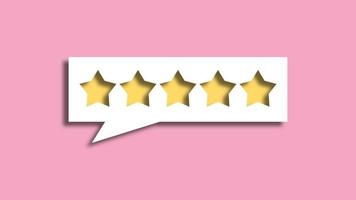 Feedback five stars on pink background. good review concept. 3D Rendering photo