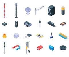 Radio engineer icons set, isometric style vector