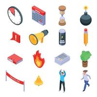 Deadline icons set, isometric style vector