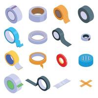 Scotch tape icons set, isometric style vector