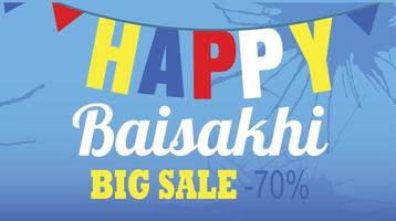 banner de concepto feliz baisakhi de venta final, estilo de dibujos animados vector