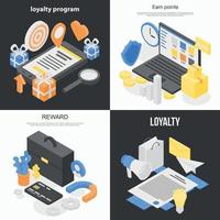 Loyalty program banner set, isometric style vector