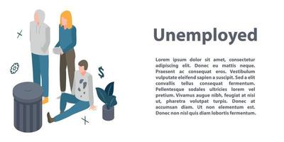 Unemployed concept banner, isometric style