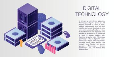 Digital technology concept banner, isometric style vector