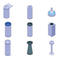 Drinking fountain icons set, isometric style vector