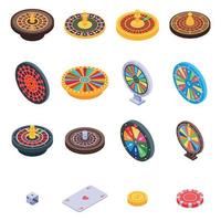 Roulette icons set, isometric style vector
