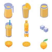 Lemonade icons set, isometric style vector