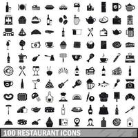 100 iconos de restaurante, estilo simple vector